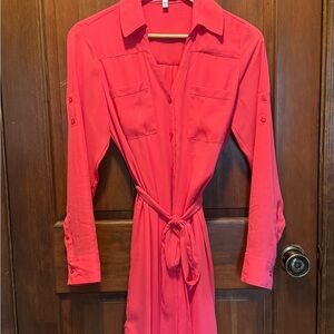 Portofino Elegant Coral Shirt Dress
